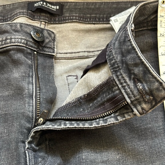 Jack & Jones | Black Charcoal Distressed Slim Fit Jeans Size 33x32 - Picture 8 of 14
